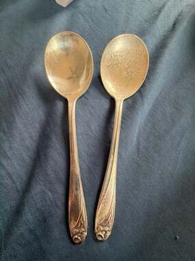 Vintage 1847 Rogers Bros. Daffodil Pattern Silverplate Teaspoons (Set of 2)